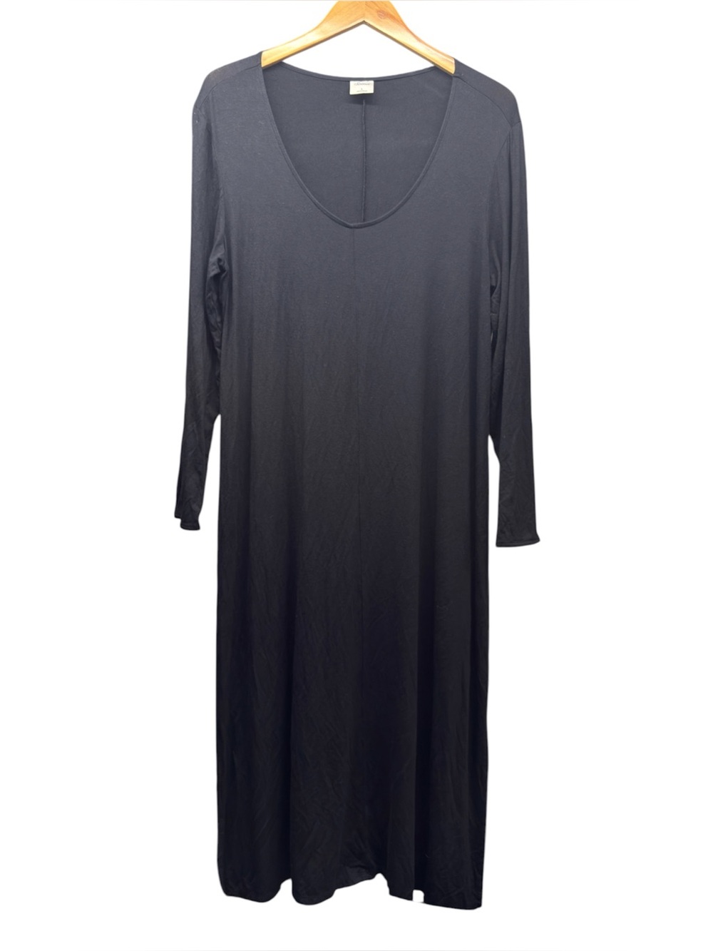 Soma Long Sleeve Nightgown Large Black Ankle Length Maxi